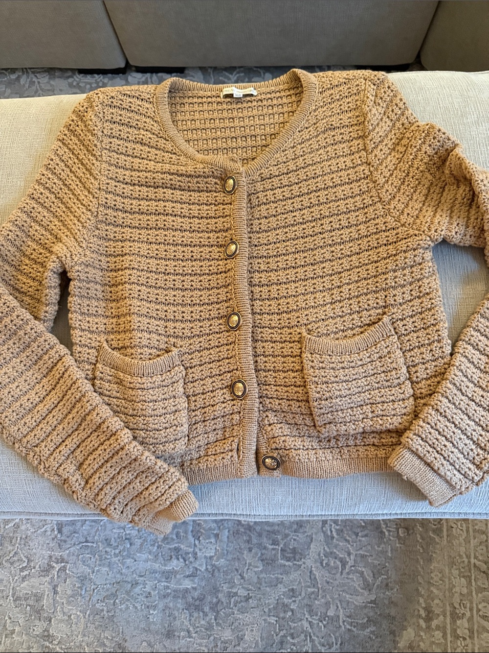 Soft Knit Button Cardigan Sweater - Camel